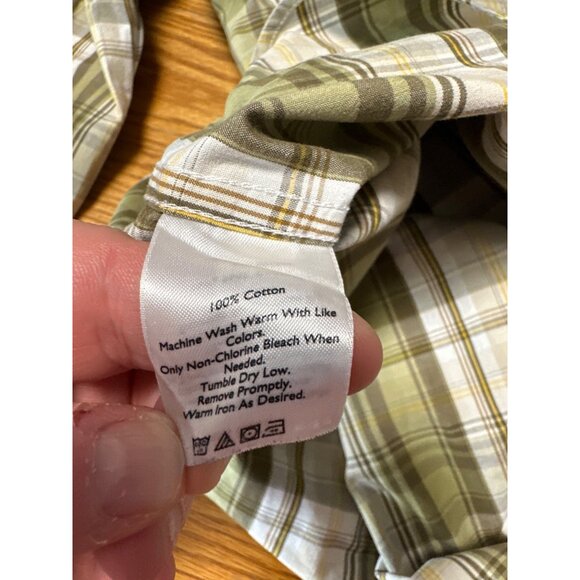 Eddie Bauer Mens Classic Fit Green Plaid Button-Down Long Sleeve Shirt Size TXL - Picture 7 of 11